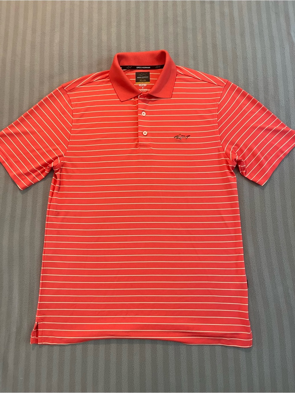 Greg Norman Collection Coral Striped Performance Polo